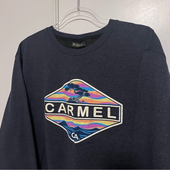 Lone Rock Carmel California Crew Neck Sweatshirt Size Large Navy Blue Graphic - Picture 2 of 6